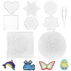 8 Pi&egrave;ces Plaque Perle a Repasser, Plaques pour Perles &agrave; Repasser, Mod&egrave;les de Perles &agrave; Repasser en Plastique avec Pince, Supports de Perles &agrave; Repasser Transparents, Convient aux Mod&egrave;les de Puzzle (Boalaya, neuf)