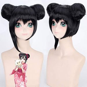 Aimez en direct! Réveil après Yazawa Nico perruque de style Kimono Cosplay Halloween Costume de fête perruques cheveux synthétiques noirs avec des petits pains (good stuff A, neuf)