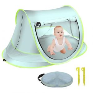 Tente de Plage Pop Up Bébé, Tente Anti-UV Bébé, Haute Protection Solaire FPS 50+, Abri de Plage pour Tentes pour Enfantts, Utilisation Extérieure & Intérieure, Simple à Installer, 109x65x50cm (A) (AceJuye, neuf)