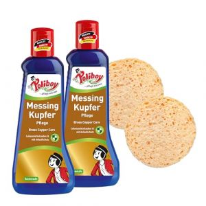 Poliboy Entretien laiton cuivre &ndash; Polissage brillant contre le ternissement &ndash; Nettoyant laiton avec cire de carnauba &ndash; 2 x 200 ml &ndash; Avec &eacute;ponge &ndash; Fabriqu&eacute; en Allemagne (Kaladia FR, neuf)