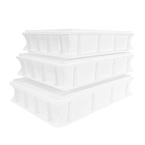 Pizza Lover Lot de 3 boites a pate pizza avec 3 couvercles 30x40x7.5 cm Bac fermentation empilable alimentaire pour pate pizza et pain accessoire cuisine (Gastro Service Profis, neuf)