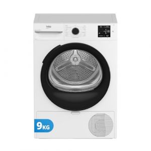 Beko BMTAM93EB S&egrave;che Linge Pose Libre 9kg Classe D 15 Programmes Moteur 10 Ans Ecran Num&eacute;rique Blanc avec Hublot Noir 84,6 x 59,8 x 60,7 cm (H x l x P) (CENTRO LOGISTICO IBISCO, neuf)