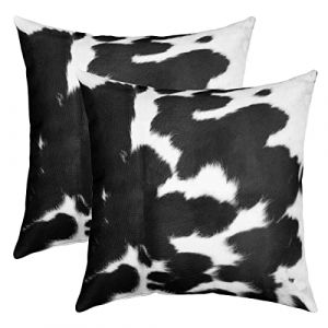 Housse d'oreiller en Fourrure de Vache Noire Blanche,Lot de 2 Housses de Coussins 55x55 en Peau de Vache pour Canapé Maison,Taie Oreiller en Forme d'animal de La Ferme pour Enfants Adolescents (Suzhou yiyanyun e-commerce Co., Ltd, neuf)