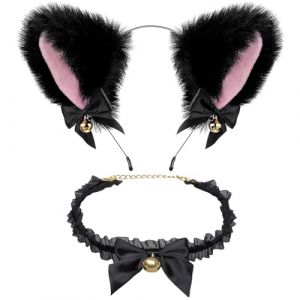 YSTrillion Bandeaux Oreilles de Chat,2 Pi&egrave;ces Oreille de Chat Serre Tete,Cosplay Serre T&ecirc;Te Chat pour Femmes Filles Vie Quotidienne et D&eacute;coration de F&ecirc;te Cosplay F&ecirc;te Halloween Jeu de R&ocirc;le (YSTrillion, neuf)