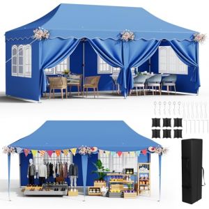 Tonnelle de Jardin Exterieur 3x6M avec 6 Parois Latérales 6PCS Sacs de Sable, Tonnelle Pliante 3x6 Imperméable,Tente Hauteur églable, UV 50+,avec 12 Clous de Sol, pour Fête/Festival/Camping, Bleu (Dorigod Trading Limited, neuf)