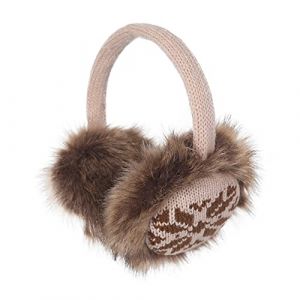 ZLYC Hiver Cache Fausse fourrure Cache-oreilles pour Femmes(Flocon de Neige Beige.) (DLAPL-EU, neuf)