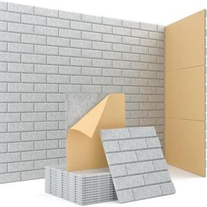 Journeyside Panneaux de Mousse Acoustique, Lot de 12 Panneaux Acoustique Autocollante, Forte Réduction Bruit pour Traitement Acoustique,Studio d'enregistrement et Aux bureaux, 30x30x0,9 cm (DMISda, neuf)