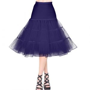 AYBUY Jupe Jupon Femme,Jupon Ann&eacute;es 50 Vintage en Tulle Rockabilly Petticoat en Tulle Taille &Eacute;lastique,R&eacute;tro Jupe Tutu Femmes R&eacute;tro Ann&eacute;es 80 F&ecirc;te Halloween Carnaval Costume de F&ecirc;te,Bleu Marine,M (withchance, neuf)