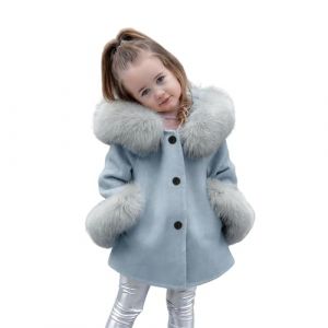 cenozo Veste d'hiver pour Fille en Tissu de Coton Lav&eacute; Renforc&eacute;,Manteau d'hiver pour Fille &agrave; Manches Longues avec Capuche et Garniture en Fausse Fourrure,Veste d'hiver pour Fille avec Poches (cenozo, neuf)