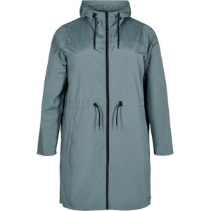 Zizzi Flash Parka pour femme Grandes tailles &ndash; Veste imperm&eacute;able &ndash; Veste mi-saison longue avec capuche et cordon de serrage &agrave; la taille &ndash; Grande taille Mode femme, Baume Green, 58-60 (ZIZZI, neuf)