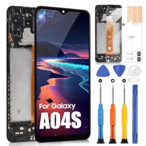 &Eacute;cran LCD pour Samsung Galaxy A04S LCD &Eacute;cran pour Galaxy A04S SM-A047F SM-A047F/DS SM-A047F/DSN &Eacute;cran Tactile Digitizer Full Assembly avec R&eacute;paration Kit (6,5", TFT, noir avec cadre) (Little Wasp, neuf)