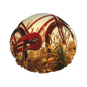 Bonnet de douche motif coucher de soleil rural pour homme et femme, r&eacute;utilisable, imperm&eacute;able, long et &eacute;pais, soins des cheveux, courts et enfants (SZLEI2505, neuf)