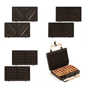 CREATE/STONE STUDIO/Appareil à croque-monsieur Noir / 3 plaques interchangeables : Grill, Gaufre et Sandwich, antiadhésif, ouverture à 100º, 2 tranches, arrêt automatique, rétro, 800W (CREATE, neuf)