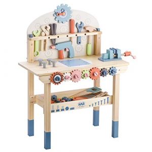 Toywoo Banc à Outils pour Enfants en Bois avec Ceinture, Établi de Travail pour Tout-Petits, Ensemble de Construction (MO-TZ92-7M81) (peisen, neuf)