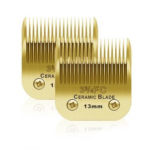 BESTBOMG 2 unité 3-3/4FC Lame de Rechange pour toilettage de Chiens,Compatible avec Les séries Heiniger/Moser Max45 /Andis/Oster A5 Tondeuse pour Chien,Taille 3-3/4FC Couper Longueur 1/2" (13mm),Or (sodaer555, neuf)