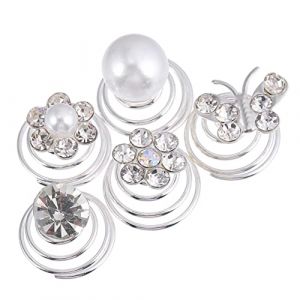 NOLITOY 120pièces Pince à Cheveux Spirale Perles Et Strass Pour Mariage Accessoires Élégants Pour Mariée Et Fêtes (M.Meteorite, neuf)