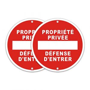 2 Pièces Panneau Propriété Privée Défense D'Entrer -Panneau Propriété Privée- Interdire une entrée dans une propriété privée -rond Diamètre 300 mm -Métal en Aluminium de 1 mm (Jiwijoy, neuf)