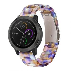 Bracelet en R&eacute;sine pour Garmin Vivoactive 5 Bracelet de Montre, avec M&eacute;tal Pli&eacute; Fermoir pour Femme Homme R&eacute;glable Color&eacute;e Bande de Rechange Compatible avec Garmin Vivoactive 5 Sangle (14) (Kemikeji, neuf)