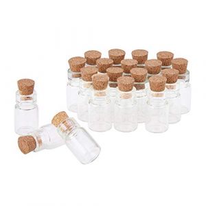 pandahall PH 20pcs 1.5ml Mini Fiole en Verre, Fioles Flacons Petite Fiole en Verre avec Cork Stopper pour Petits Souvenirs, Mariages, Sable De Vacances, Coquillages, Perles, Graines 18x10mm (PandaHall FR, neuf)