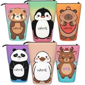 OMNRELM Trousse &agrave; crayons personnalis&eacute;e avec nom, joli porte-stylo panda kawaii avec texte, trousse t&eacute;lescopique r&eacute;tractable, cadeau personnalis&eacute; pour enfants, gar&ccedil;ons et filles, canard, kawaii (MiLianSi, neuf)