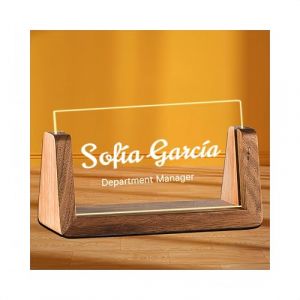 Plaque nominative LED personnalis&eacute;e pour bureau, plaque nominative en acrylique personnalis&eacute;e avec base en bois et lumi&egrave;re pour patron, coll&egrave;gue, professeur, employ&eacute;, cadeau de bureau unique pour (LONNCEC, neuf)