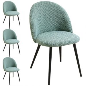 Levoberg Housse de Chaise Salle &agrave; Manger Scandinave Extensible Housse Chaise Dossier Arrondi Couverture de Chaise Scandinave pour Maison Mariage H&ocirc;tel 4 Pi&egrave;ces Vert (Levoberg-EU, neuf)