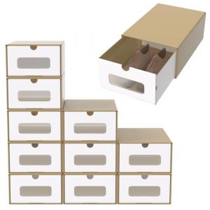 ACXIN Lot de 40 bo&icirc;tes de rangement empilables - Tiroirs avec fen&ecirc;tre transparente - Carton en papier kraft - 34,5 x 23,5 x 13,5 cm - Marron (Ronjuda, neuf)