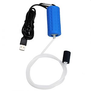 Pompe à Air Aquarium USB Mini Bulleur Aquarium Silencieux Portable Pompe à Oxygène Économie d'énergie avec Pierre à air et Tuyau en Silicone 1W (Bleu Clair) (Waiting Direct UK, neuf)