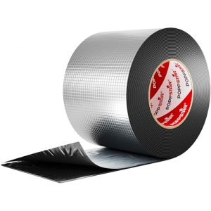 POPPSTAR Bande d'étanchéité butyle pour toiture (10 m x 100 mm x 1,5 mm) Bande de solin extrêmement adhésive à froid revêtement aluminium (poppstar*, neuf)