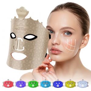 Masque facial à LED avec lampe à lumière rouge, 7 couleurs, LED, pour le visage et la peau, appareil de soin pour tous les types de peau, raffermissement du visage, rajeunissement, Marron (qiangguang, neuf)