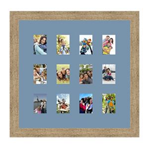 Cadres Photos pêle mêle multivues Bleu Clair 12 Photo(s) 7x9 Passe Partout, Cadre Photo Mural 43x42 cm Naturel Beige, 3.5 cm de Largeur (RK Cadres, neuf)