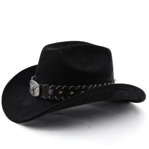 G&eacute;n&eacute;rique Chapeau Cowboy Denim et Cuir pour Femmes et Hommes Style Occidental R&eacute;tro avec Boucle de Ceinture Large Bord pour Ranch, F&ecirc;tes et Tenue Western (TunErKeji, neuf)