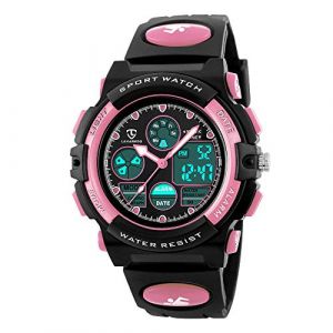 aswan watch Montre Enfant Gar&ccedil;on Fille Adolescents Num&eacute;rique Ext&eacute;rieur Sport Montre Multifonction &Eacute;tanche &Eacute;lectronique Montre Num&eacute;rique avec LED Lumi&egrave;re Alarme Et Calendrier Date pour Enfants, Noir et (zsfei, neuf)