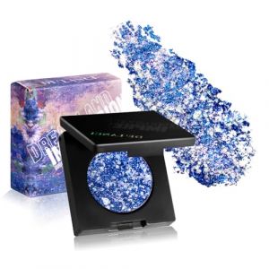 Afflano Palette de fards à paupières à paillettes uniques, duochrome bleu-rose blanc brillant fin, pigment intense, multicolore longue durée (Afflano Direct, neuf)