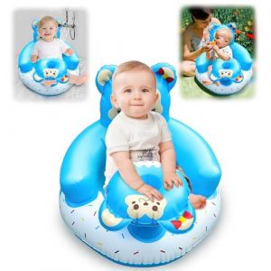 SilverChry Canapé Gonflable Portable pour Bébé, Siège Bébé Gonflable pour Tout-Petits de 3-36 Mois, Chaise Gonflable avec Soutien du Et Nuque, pour Voyager, Nourrir et Apprendre s'Asseoir (bleu) (ZHSHE, neuf)