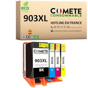 COMETE, Marque française - 903XL - 4 Cartouches d'encre Compatibles avec HP 903 XL - pour HP Officejet 6950 All-in-One Officejet Pro 6960 6970 All-in-One (1 Noir et 3 Couleur) (comete consommable, neuf)