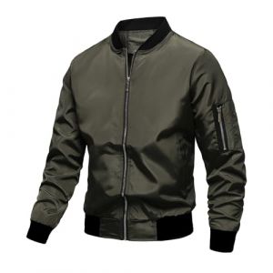 BIKETAFUWY Veste Homme Mi Saison Léger Col Montant Blouson Homme Printemps Été de Loisirs Veste Hommes Saharienne Coupe Vent Manteaux et Blousons Anorak Bombers Hommes Jacket d'aviateur Manteau (Sunliney, neuf)