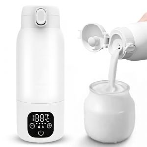 Chauffe-biberon portable pour bébé en déplacement, thermos rechargeable 500ml, température réglable de 35-70°C, chauffe-biberon USB-C, chauffage rapide 100W pour voiture, voyage, lait maternel et eau (BOICESCU CAPITAL, neuf)