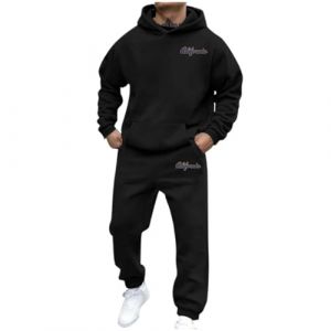 Surv&ecirc;tement Homme &agrave; Capuche Ensemble Jogging Homme 2 Pi&egrave;ce Sweat Hoodies et Pantalon Jogging Track Suit Ensemble de Surv&ecirc;tement Confortable Tenue Sport Combinaison De Sport pour Gym (02 Black, XXXL) (Beythetly, neuf)