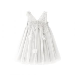 Miipat B&eacute;b&eacute; Fille Robe Jeune Enfant Tulle Papillon Princesse Tutu Robe F&ecirc;te Danniversaire sans Manches Robe de Demoiselle d'honneur B&eacute;b&eacute; pour Mariage Blanc 73 9-12 Mois (Miipat, neuf)