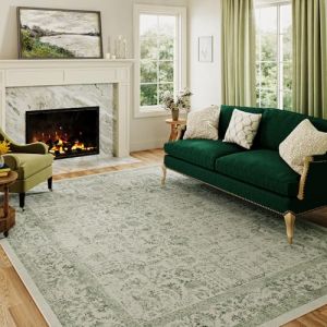 HUGEAR Vert Tapis De Salon Lavable en Machine Tapis Chambre Adulte Grand Tapis Salon 180x270cm Doux Vintage Descente de Lit AntidéRapant Decoration Chambrel Manger (RONGBEN, neuf)