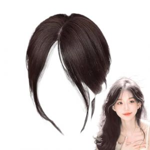 Frange de partie centrale &ndash; Coiffure de rideau, frange de partie centrale encadr&eacute;e | Frange longue et moyenne de longueur, style S-Wave doux, frange superpos&eacute; l&eacute;ger pour femme, coupe de cheveux (lipans, neuf)