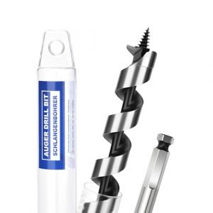 M&egrave;che &agrave; bois h&eacute;lico&iuml;dale 20 mm x 250 mm avec pointe filet&eacute;e auto-centr&eacute;e et tige hexagonale de 9,52 mm pour bois (XIQEE, neuf)