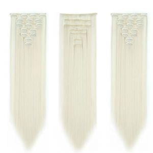 Ensemble De Cheveux &Agrave; Clipser Avec Clips Extensions De Cheveux Synth&eacute;tiques Faux/Faux Cheveux Blonds Eunice Cheveux Longs (Jingqijin, neuf)