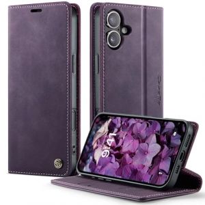 WenBaby CaseMe Coque pour iPhone 6/7/8/SE 2020/SE 2022,[RFID Blocage] Protection Housse en Premium Cuir Pochette Portefeuille Rabat Clapet Case Porte Carte Magn&eacute;tique &Eacute;tui,Violet (Wolfson Electronic Technology Co., neuf)