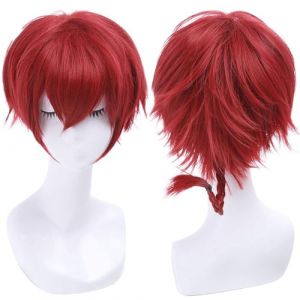 RiRaku Anime Cosplay Perruque Ranma Saotome Short Braid Halloween Costume Cosplay Perruque,pour F&ecirc;te Carnaval No&euml;l(Color:Red) (ZouPingPengQiJianZhuGongChengYouXianGongSis, neuf)
