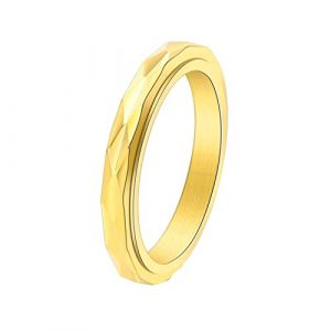 Epinki Bague en Or, Bague Femme Acier Inoxydable 3MM Tournante Losange Bague Rotative Taille 54 (EpinKi, neuf)