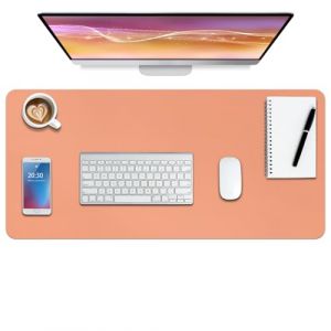 Tapis de bureau en cuir,Tapis de bureau,Tapis de bureau imperméable, Tapis de bureau pour clavier et souris,Tapis de souris en cuir,24"x 14"(S-Orange Pink) (Boutilon, neuf)