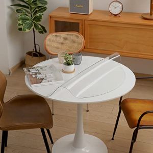 Eralove Protection de Table Ronde Transparente Epais,Nappe Transparente Ronde PVC,Protecteur de Table en Bois,pour Cuisine, Salle à Manger, extérieur (épaisseur 1.5 mm, diamètre 100 cm) (YANEN2021, neuf)