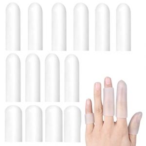 Visxcnu 14 pièces Protège Doigts en Gel Respirant Protege Doigt Respirants en Silicone Protecteur de Doigt de Gel pour Déclencher les Doigts fissuration des doigts,arthrite des doigts (pidcassoc, neuf)